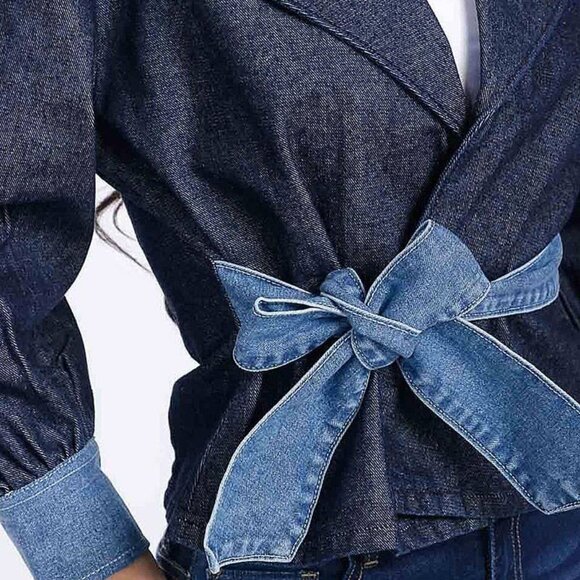 NWT CONTRAST DETAIL DENIM JACKET: DARK DENIM - Picture 5 of 5